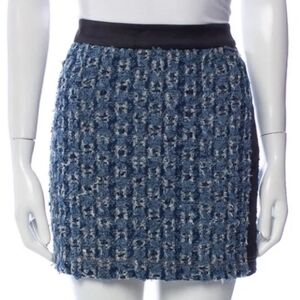 NWT DEREK LAM 10 CROSBY BLUE BLACK DENIM BOUCLE TWEED MINI SKIRT Size 4
